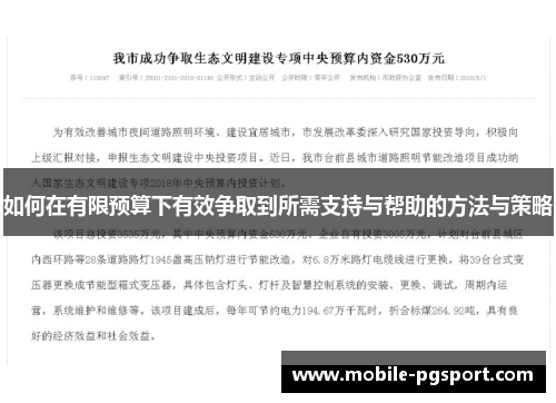 如何在有限预算下有效争取到所需支持与帮助的方法与策略