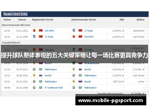 提升球队整体表现的五大关键策略让每一场比赛更具竞争力