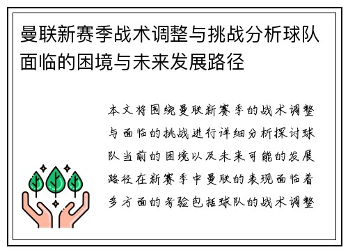 曼联新赛季战术调整与挑战分析球队面临的困境与未来发展路径